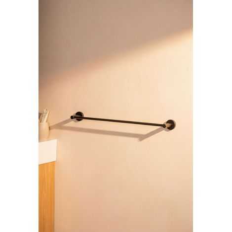 Barre porte serviette simple EDEN en inox longueur 60 cm BASS Noir mat (1/5)