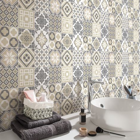 Stickers muraux - Sticker Mural Carrelage adhésif Cuisine Salle de Bain - 9 STICKERS CARRELAGES VIVONIO - 9stickers10x10cm (1/5)