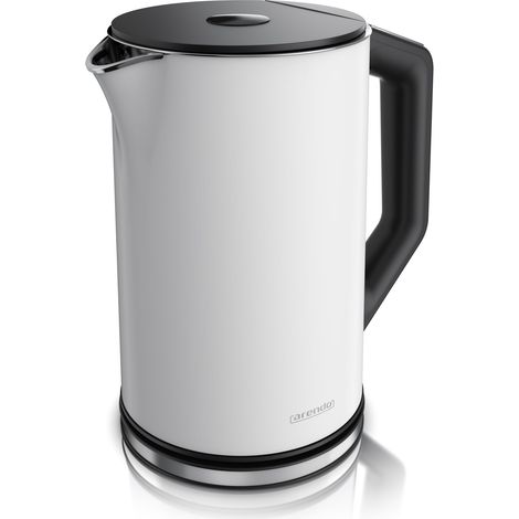 Arendo Wasserkocher 1,5 l 2200 W, Edelstahl, Doppelwand, Temperaturwahl 40 - 100°C mit Anzeige, weiß matt (1/5)