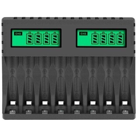 Chargeur de Batterie ÉCran LCD Chargeurs Intelligents Intelligents à 8 Emplacements pour Piles Rechargeables AA/AAA NiCd NiMh Chargeur AA AAA (1/4)