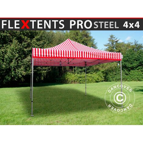 Pop up gazebo FleXtents PRO Steel 4x4 m Striped