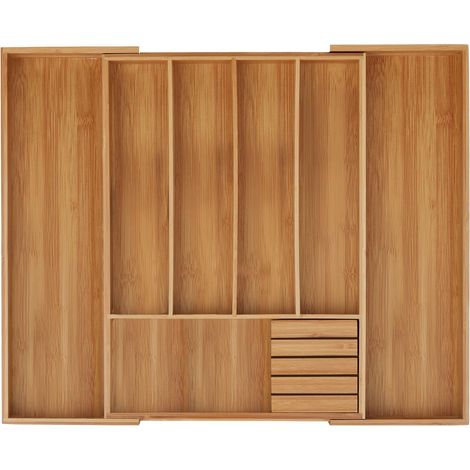 Range-couvert, bambou, extensible, organiseur pour tiroir, séparateur, HLP 5x55x44,5 cm, nature (1/4)