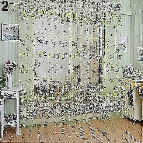 Rideau de porte ou fenêtre en tulle à motif floral romantique, panneau transparent (1/5)