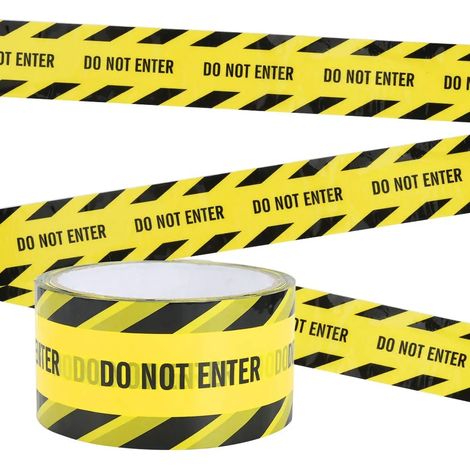 Ruban D'avertissement, 25M DO NOT ENTER Bandes de Sécurité Adhésive Ruban de Signalisation Jaune pour Utiliser Lieu de Travail et Zone Dangereuse avec sergé noir (1/5)