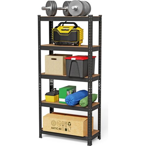 Rayonnage Etagères de Rangement 150 x 70 x 30 cm Étagère Metallique Atelier/Garage/Cuisine Charge Lourde 150 kg (5 niveaux) (1/5)