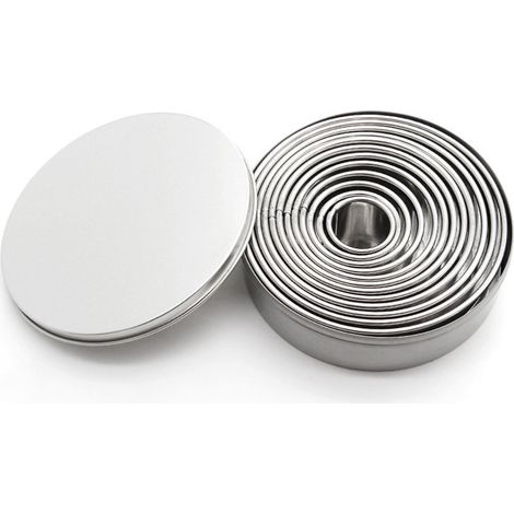 Emporte-pièces ronds en acier inoxydable, lot de 12 emporte-pièces ronds avec boîte ronde élégante (1/5)