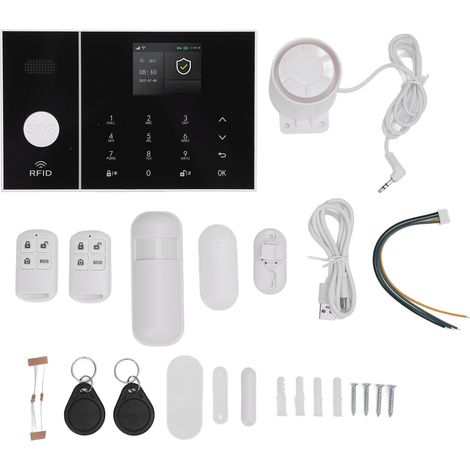 Système d'alarme sans fil WiFi GSM avec écran TFT 2,4 pouces et capteurs de porte. Alertes SMS et application pour sécurité domestique complète (1/5)