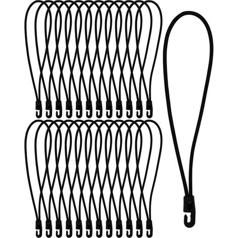 Spanngummis mit Haken 25cm, 25 Stück, Schwarz, für Planen & Camping (1/5)
