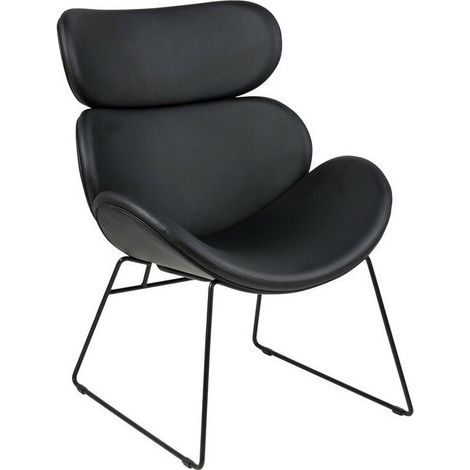 Sillón Norsica 168, Negro, 91x69x79cm, Cuero ecológico, Patas: Metal, 0