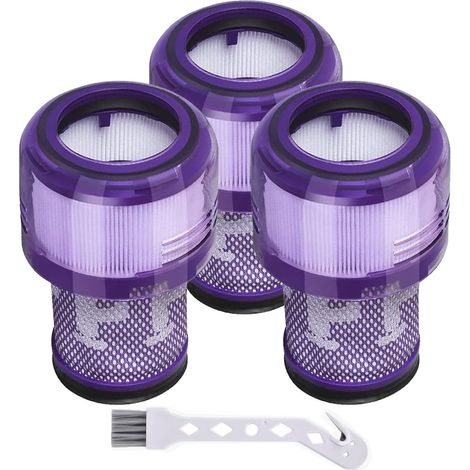3 filtres pour Aspirateur Dyson V12 Detect Slim Absolute Extra/Total Clean/Fluffy Lavables Hepa Filtres avec 1 Brosse, Pièce de Rechange 971517-01