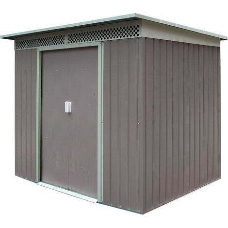 Dema – Abri de jardin métal 2650 x 1800 mm – Hauteur 1800/1870 mm – Toit en appentis – Résistant aux intempéries – Montage facile
