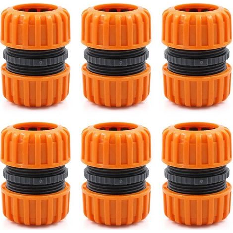 Kit de réparation de tuyau d'arrosage - 6 pièces pour raccorder 19 mm (3/4"), pour un raccordement facile et rapide ou un tuyau de réparation sans outils, jaune (1/4)