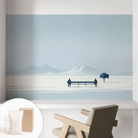 Papier peint intissé mural classique avec imprimé motifs décoratifs design élégant non‑tissé Paysage minimaliste 104x70 cm (1/5)
