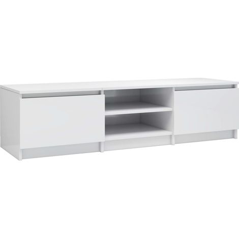 Mobile TV multimediale scaffale per televisione televisore buffet sala da pranzo soggiorno camera da letto lucido 140 x 40 x 35,5 cm pannelli compositi bianco 020027023