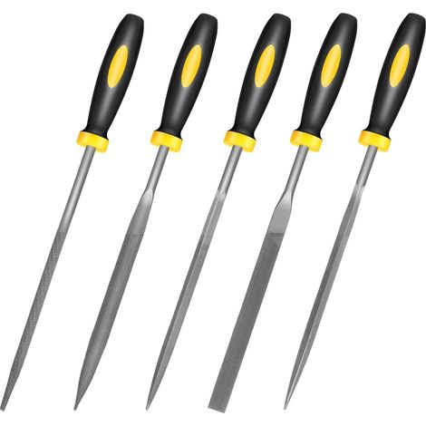 Set mit 5 robusten Nadelfeilen aus Stahllegierung und kleinen Handfeilen – inklusive Rund-, Doppelrund-, Flach-, Vierkant- und Dreieckfeilen – Präzisionswerkzeuge zum Polieren verschiedener Oberfläche