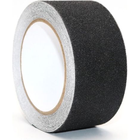 Nastro antiscivolo in PVC nero, 5 m x 5 cm, per scale, gradini, pavimenti, decorazione di sicurezza -Crezuo