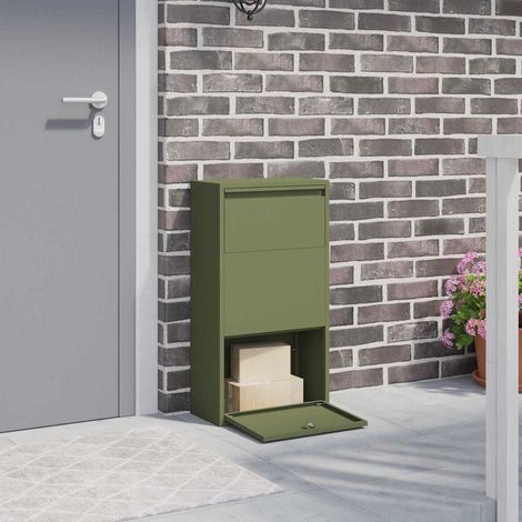Paketdrop-Box mit Speicher Olive Grün 44 x 22 x 82 cm Stahl
