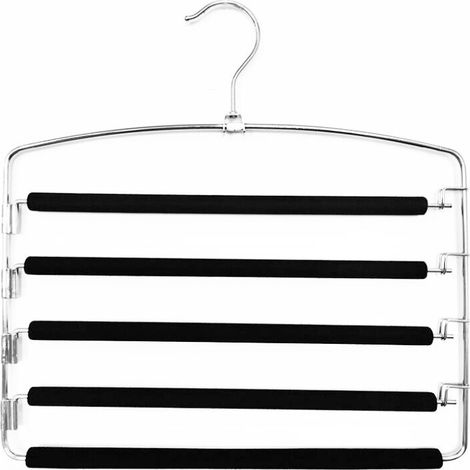 Set di 2 grucce appendiabiti in metallo a più livelli, salvaspazio, stabili con barre antiscivolo, girevoli per jeans e pantaloni (1/4)