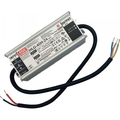 MW MEAN WELL HLG-40H-24 Alimentatore Led Driver CV CC IP67 40W 24V 1,67A Input 220V e 110V
