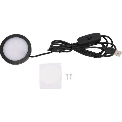 Lampe LED ronde avec boîtier en aluminium ultra-mince, éclairage sous plan de travail avec câble de 1,5 m, pour plafond, chambre, cuisine, prise USB 5V. (1/5)