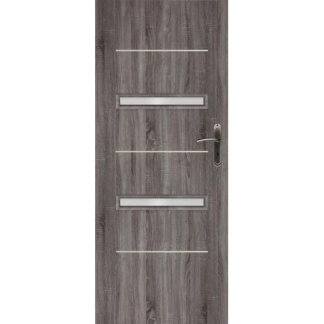 Porte d'intérieur vitrée FIONA chêne sonoma en plusieurs dimensions - Poussant: Gauche - Largeur porte: 90 cm