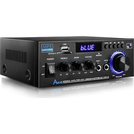 Amplificateur audio, amplificateur Hi-Fi, amplificateur stéréo 2 canaux 80 W, Bluetooth 5.0, 12-240 V, écran LCD, radio FM portable, entrée carte SD/USB, pour la maison ou la voiture
