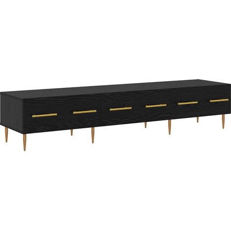 Mobile TV rettangolare moderno con vano contenitore finitura elegante 150 x 36 x 30 cm legno composito nero 020052771