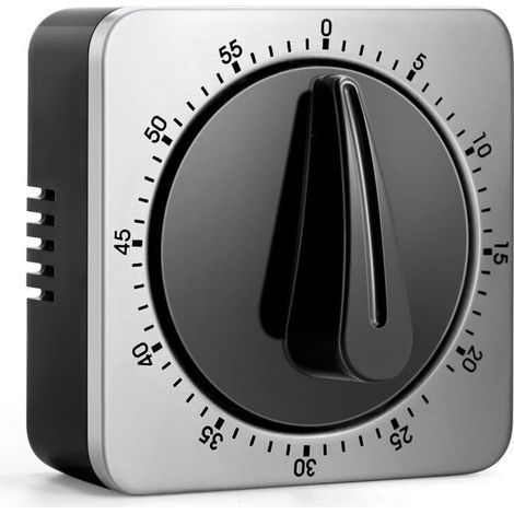 Mechanischer und magnetischer Küchentimer mit akustischem Signal – Batterielos – Edelstahl – Magnetischer Timer – Küchentimer für Schulen und Klassenzimmer – 60 Minuten (1/4)