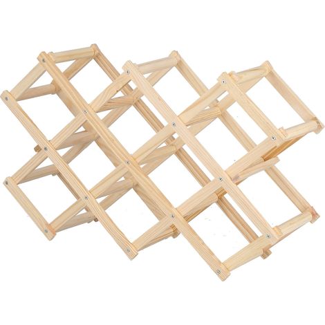 Faltbarer Weinschrank aus Kiefernholz, robust, elegant und schlicht, für Zuhause, Hotel oder Büro, Holzfarbe, 10 Flaschen (1/5)