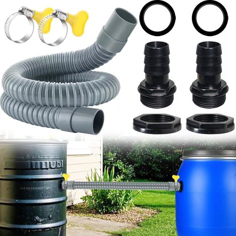 Raccord de citerne de pluie - Kit de connexion avec 2 passages de citerne d'eau de pluie - Tuyau de raccordement de 50 cm de diamètre - 2 colliers de serrage - Connecteur pour réservoir d'eau de pluie (1/5)