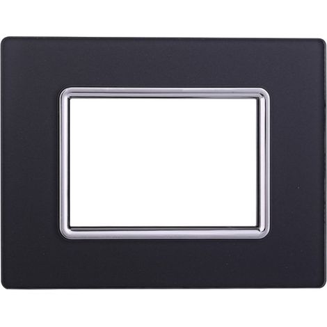 Placca In Vetro ETTROIT Serie Space 3 Posti/Moduli 503 Compatibile Con Bticino Living, Disponibili Bianco Nero Silver Acciaio Scuro Oro  (Acciaio Scuro)