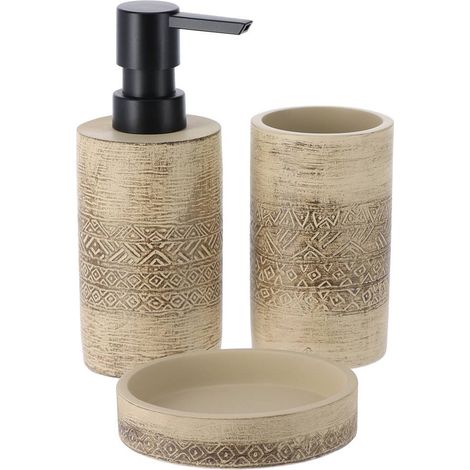 Set dispensador de jabón y jabonera de cemento - natural - Tendance (1/2)