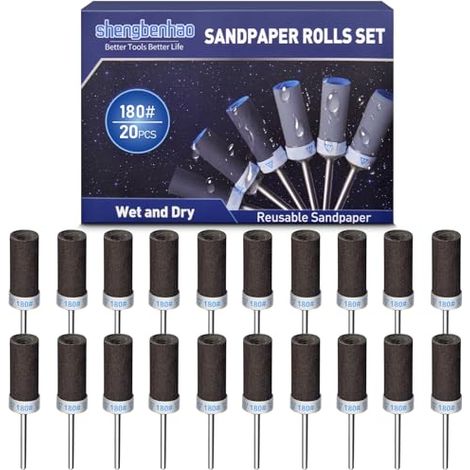 20 Pièces 180 Grains Tambour De Ponçage pour Dremel Outils Rotatifs, Manchons de Ponçage avec Tige de 1/8" pour Polissage et Ponçage (1/5)