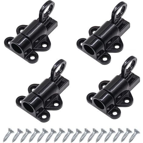 BRAVIX Verrou à ressort 4 pièces Verrouillage automatique des boulons de porte Boulons de verrouillage Verrou à pression noir Boulons de porte noirs Boulons de verrouillage en aluminium Boulons de séc (1/5)