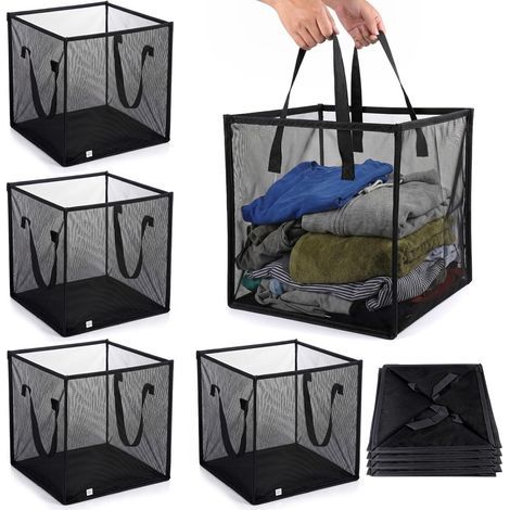 Set of 3 collapsible laundry baskets with handles — Easy to unfold — Portable storage for laundry, toys, dorm rooms and travel (1/5)