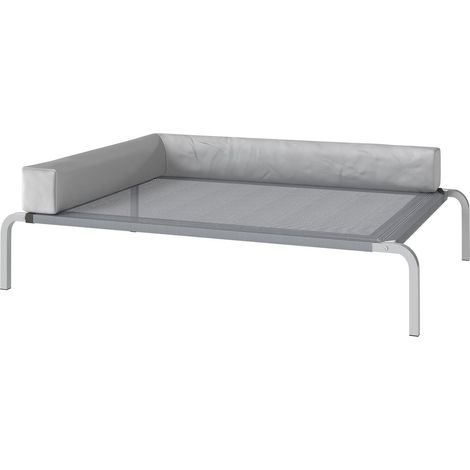Hundeliege Outdoor, Erhöhtes Hundebett für Mittelgroße Hunde, mit L-förmige Kissen 110x75x30cm, Hellgrau (1/5)