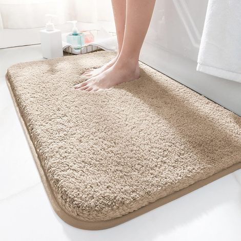 Tapis de bain 45x70cm antidérapant, doux absorbant l'eau, tapis de bain Shaggy à poils longs en microfibre pour la salle de bain, tapis de bain lavable en machine pour baignoire, douche et (1/5)