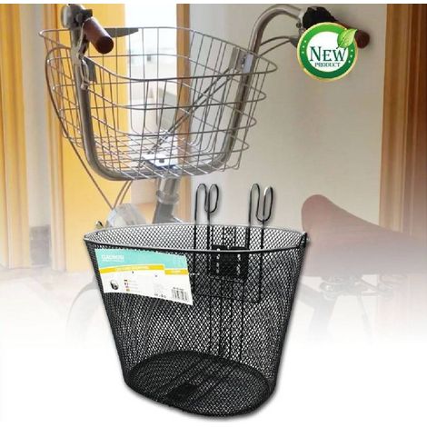 TRADE SHOP - Cestino Shopping Portapacchi Anteriore Manubrio Per Bicicletta Bici Nero Zx-9930 - (1/3)