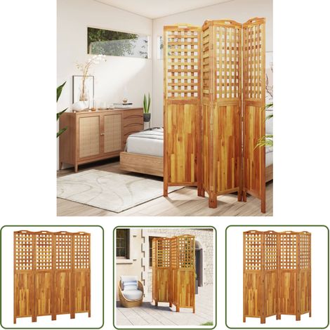 The Living Store 4-tlg. Paravent 162x2x180 cm Massivholz Akazie - Holzraumteiler - Akasienholzhölzer - Paravent - Raumtrenner - Zusammenklappbarer Raumteiler (1/5)