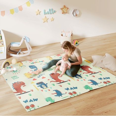 Tapis d’éveil bébé pliable 196 x 176 x 1,5 cm multicolore – double face (1/5)