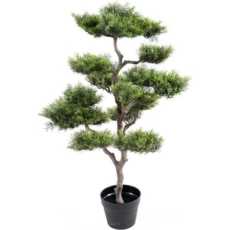 Bonsaï Pinus artificiel en nuages H 95 cm tronc PE superbe