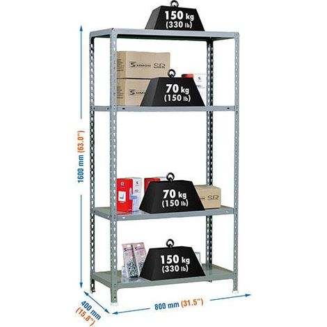 Simonrack Leichte Regal grau 1500x1000x400 mm