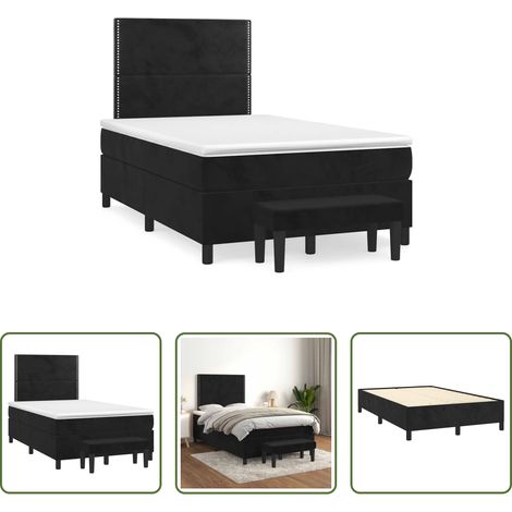 vidaXL Cama box spring con colchón terciopelo negro 120x190 cm (1/5)