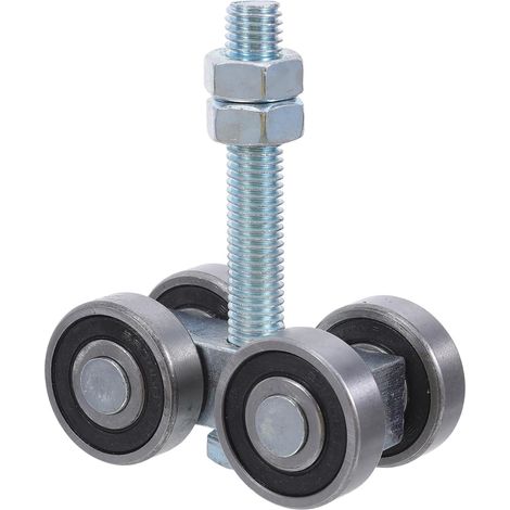 Roulettes robustes pour portes coulissantes, jeu de roues industriel avec rail métallique, (1/5)