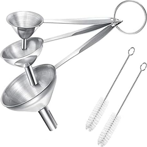 Edelstahltrichter (dreiteiliges Set) mit langstieligem Trichter und 2 Bürsten aus Edelstahl 304 (1/5)