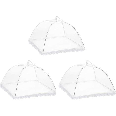 Lot de 3 cloches alimentaires pliables avec filet de protection, couvre-plats et gâteaux contre les mouches pour barbecue, buffet, camping et fêtes (1/5)