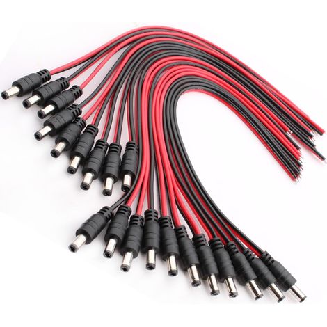 20PCS 5.5 X 2.5mm DC Alimentation Pigtail Cables,18AWG 12V 5A DC d'alimentation Connecteur pour Surveiller CCTV Caméra Câble LED Strip Connecteur DC (1/5)