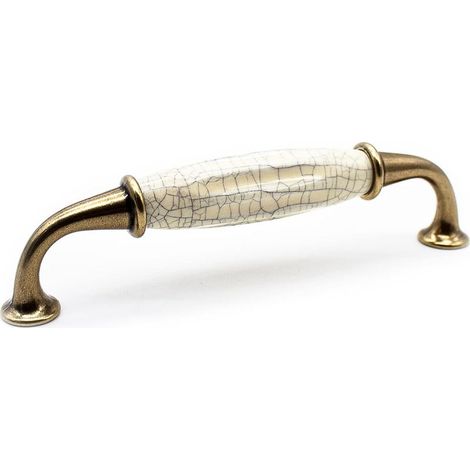 Poignee de Meuble Vintage 4 Poignée Meuble Vintage Laiton Vieilli 144 35mm Zinc-Aluminium et Porcelaine Poignée pour Poignee de Meuble Cuisine, Poignée de Porte, Tiroir (1/5)