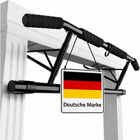 Relaxdays Klimmzugstange Türrahmen, 150 kg, zum Einhängen, ohne Bohren, Stahl, Türreck, Pull-ups, Liegestütze, schwarz (1/5)