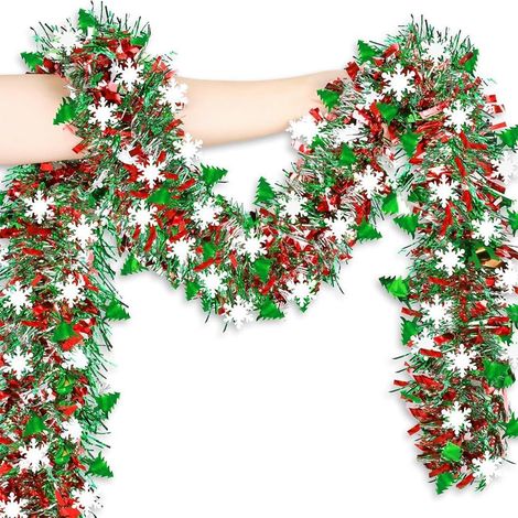 Guirlande de Noël,Guirlande Tinsel Noël,2m de Sapin de No-ël Décorative,Guirl-ande de Sapin Artificiel,pour Décoration et Fêtes (1/5)
